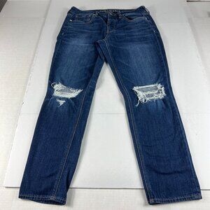 American Eagle Jeans Womens 31x27* Tomgirl Mid Rise Blue Distressed Denim Tag 6R